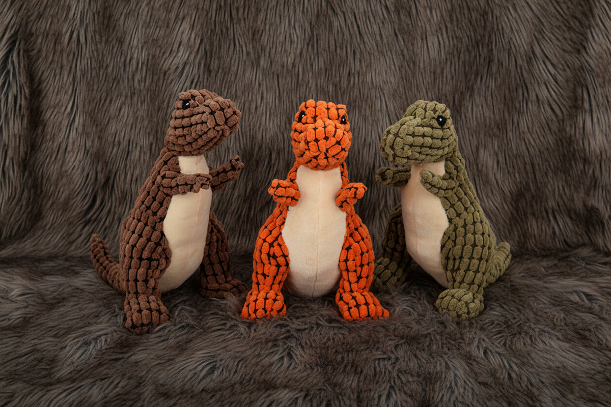 Dino Toy on Dark Fur - 4