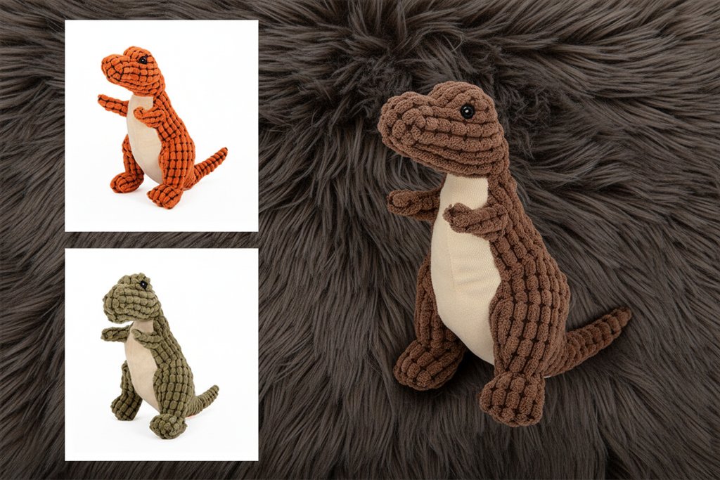 Dino Toy on Dark Fur - 6
