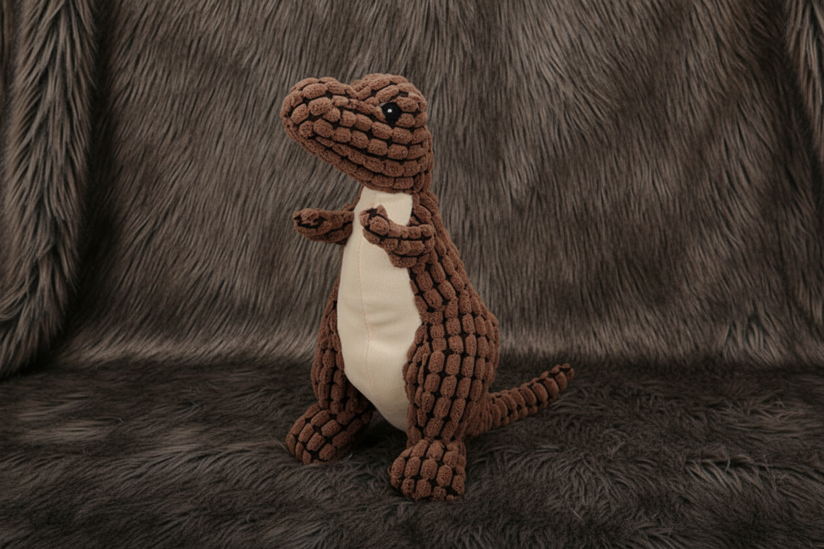 Dino Toy on Dark Fur - 8