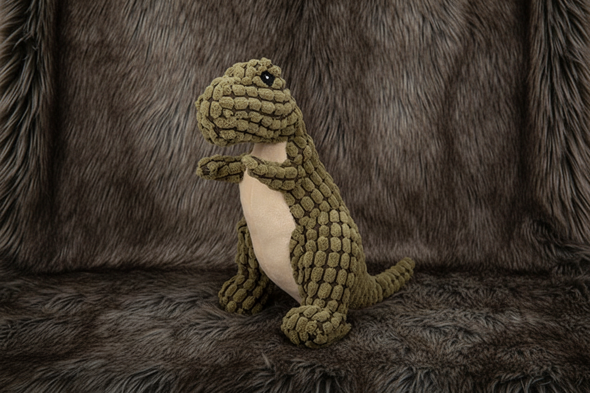 Dino Toy on Dark Fur - 9