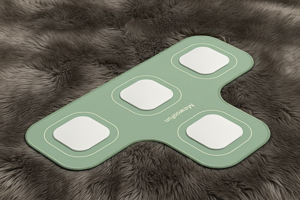 4-slot sage green button mat