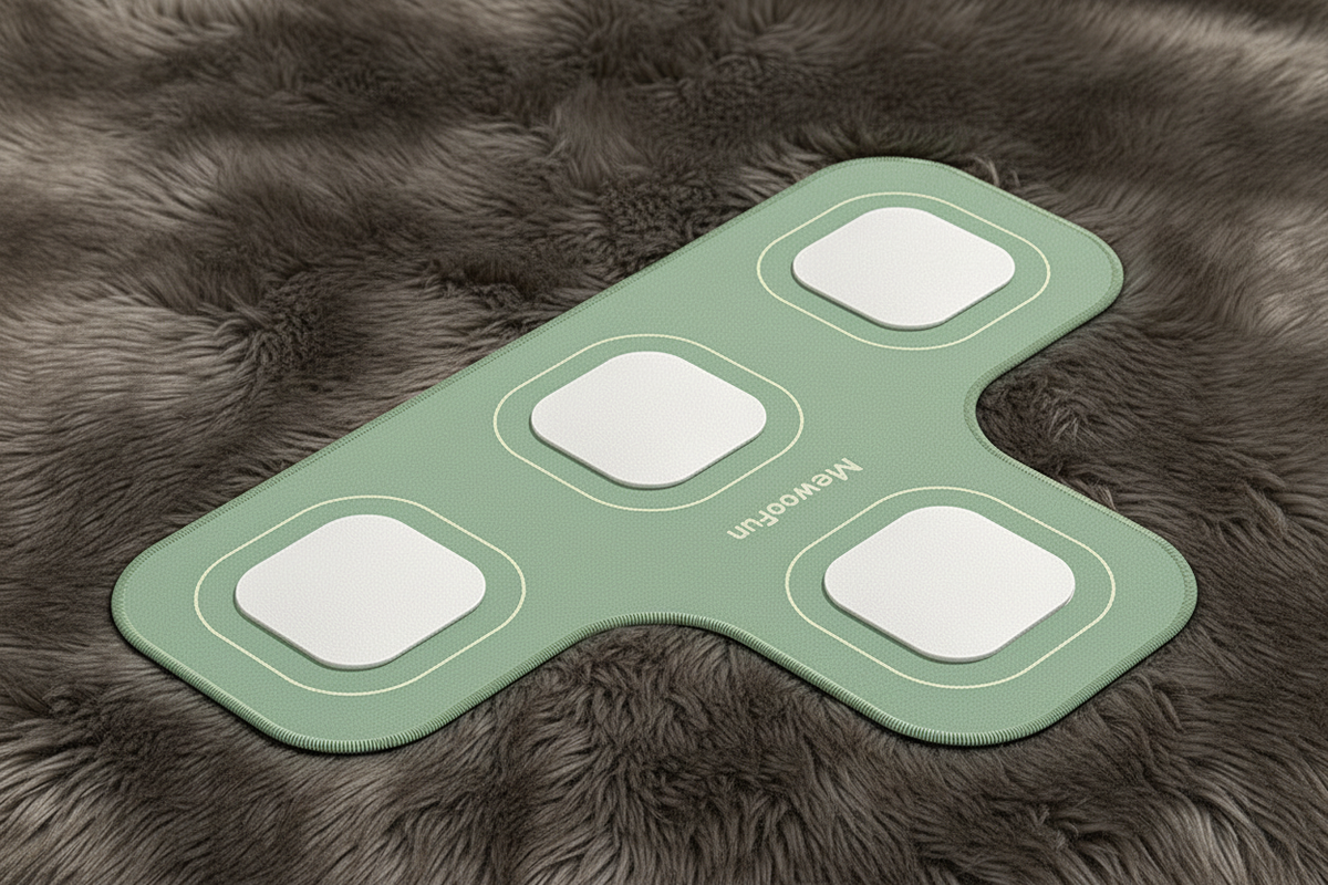 4-slot sage green button mat