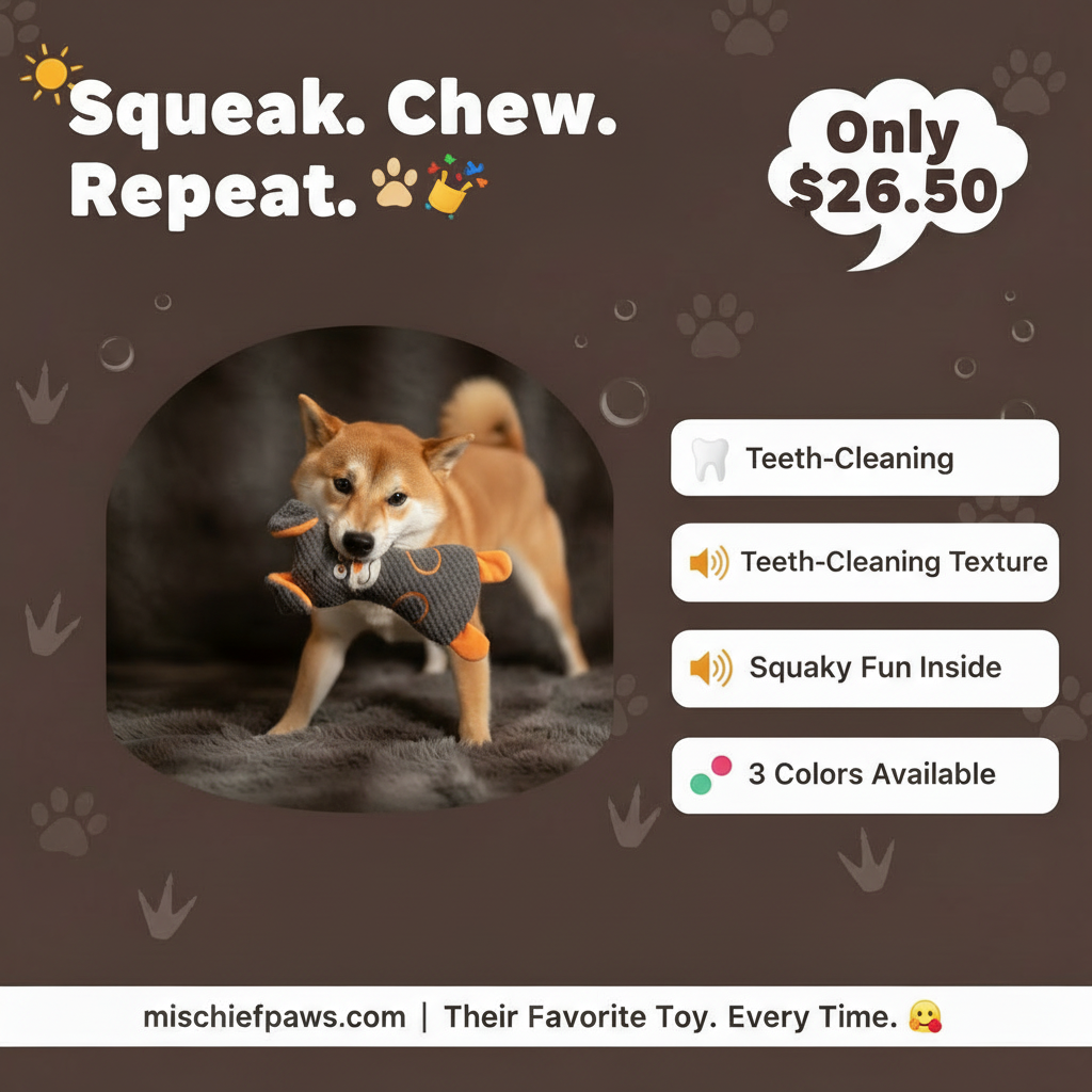 Squeaky Plush Dog Toy promotional banner