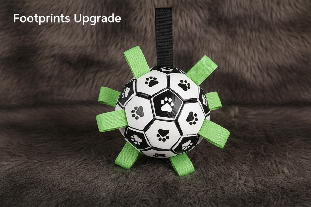 Footprints Upgrade paw print soccer ball hero shot on faux fur
