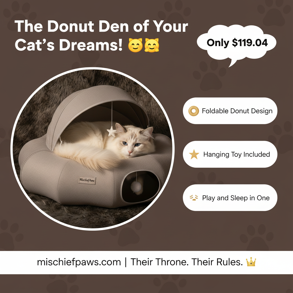 Round Cat Tunnel Nest Bed promotional banner