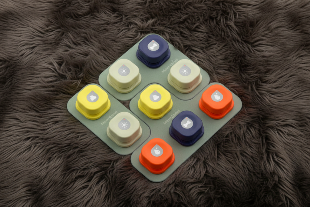 9-button 3x3 grid on sage green mat