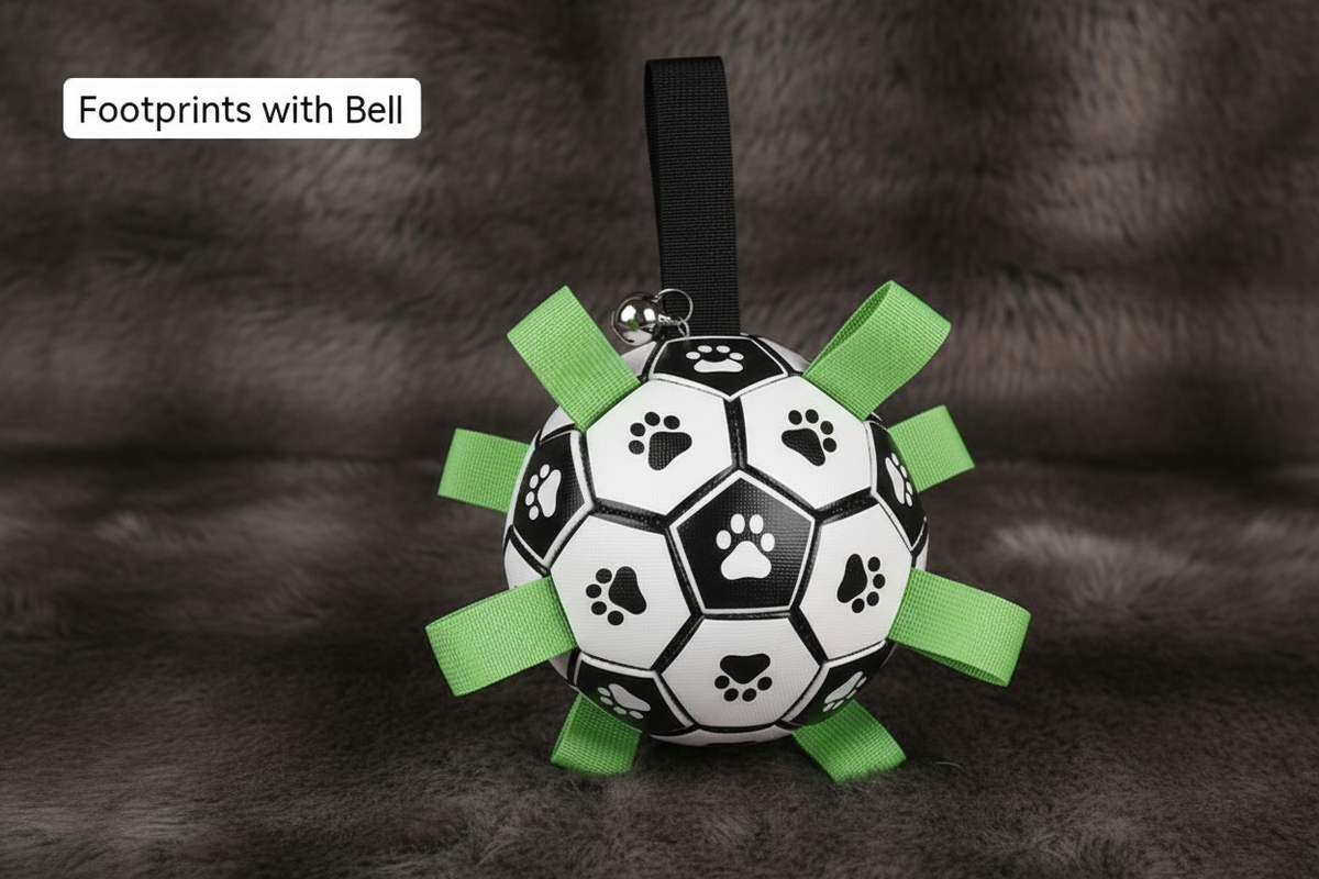 Footprints with Bell soccer ball hero shot on faux fur