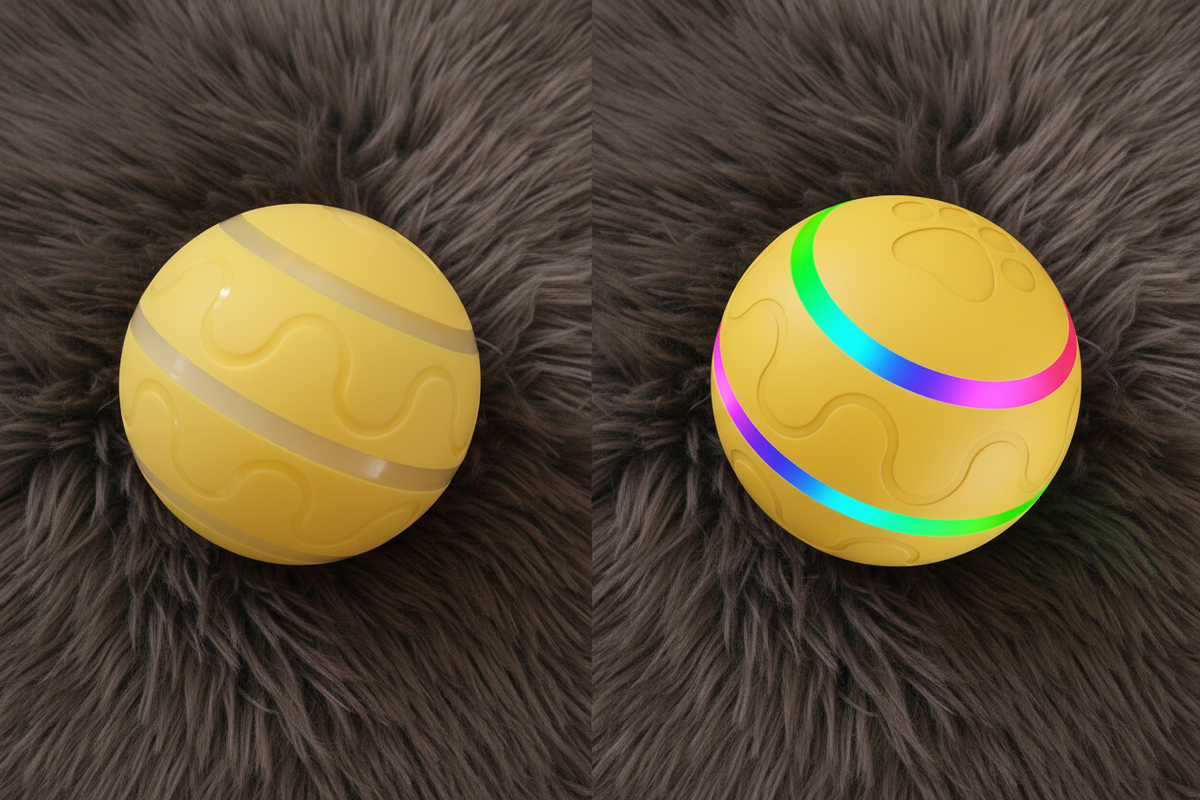 Yellow ball OFF vs ON comparison