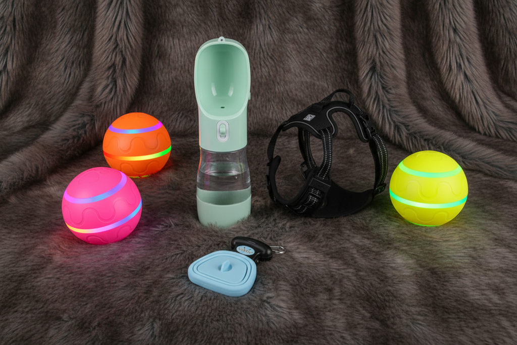 All 3 balls and paw remote group shot