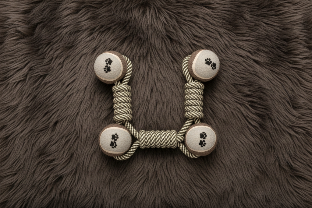 Rope Toy on Dark Fur - 3