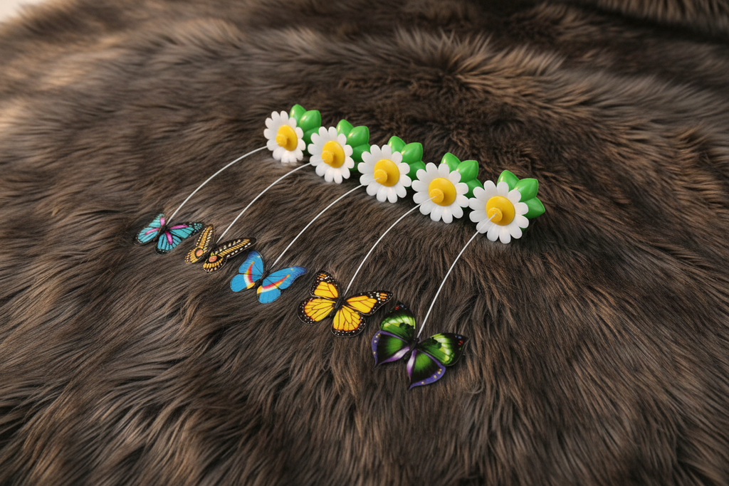 Rotating Cat Toy on Dark Fur - 10