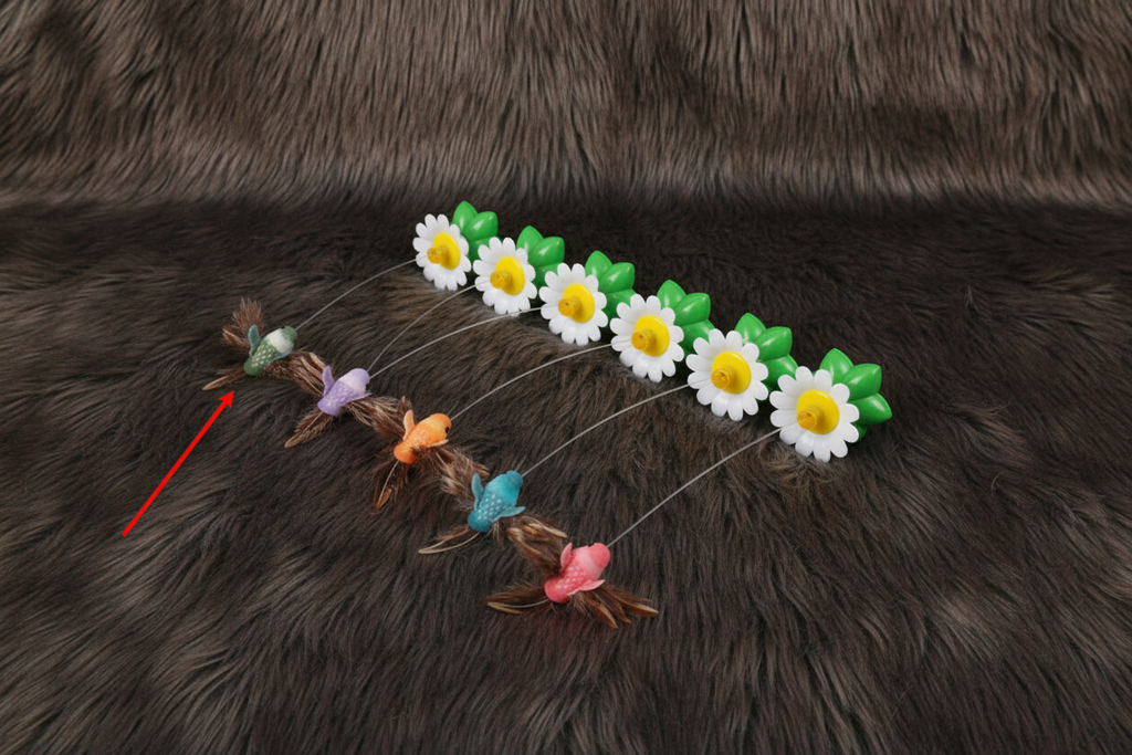 Rotating Cat Toy on Dark Fur - 11