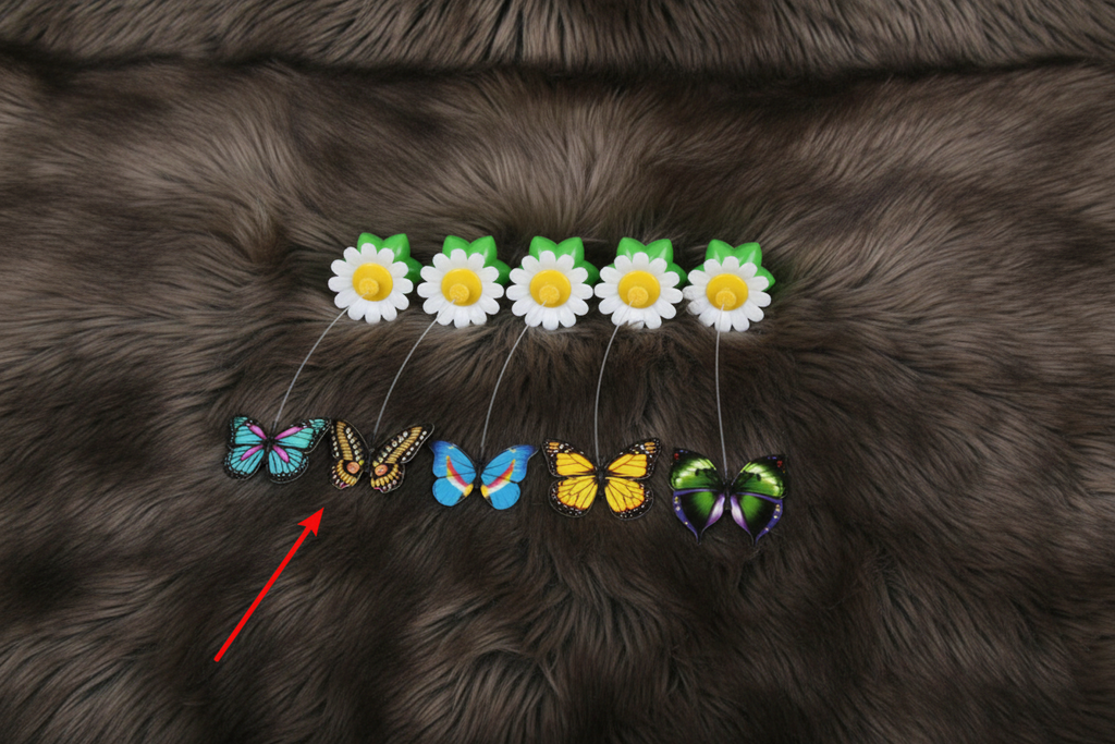 Rotating Cat Toy on Dark Fur - 12