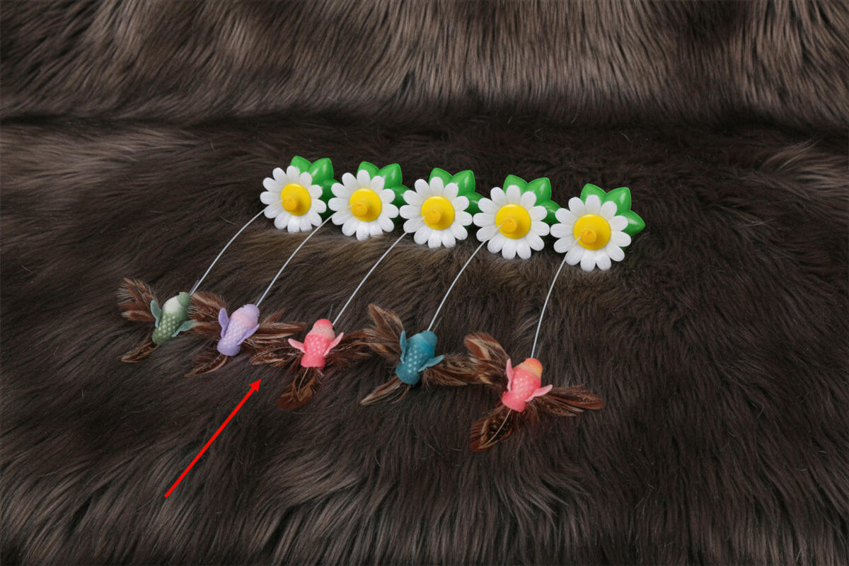 Rotating Cat Toy on Dark Fur - 13