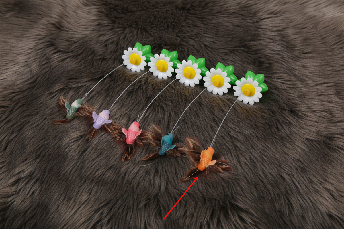 Rotating Cat Toy on Dark Fur - 14