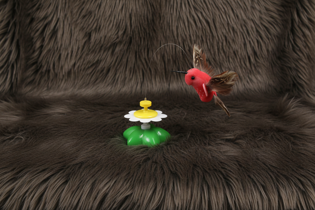 Rotating Cat Toy on Dark Fur - 3