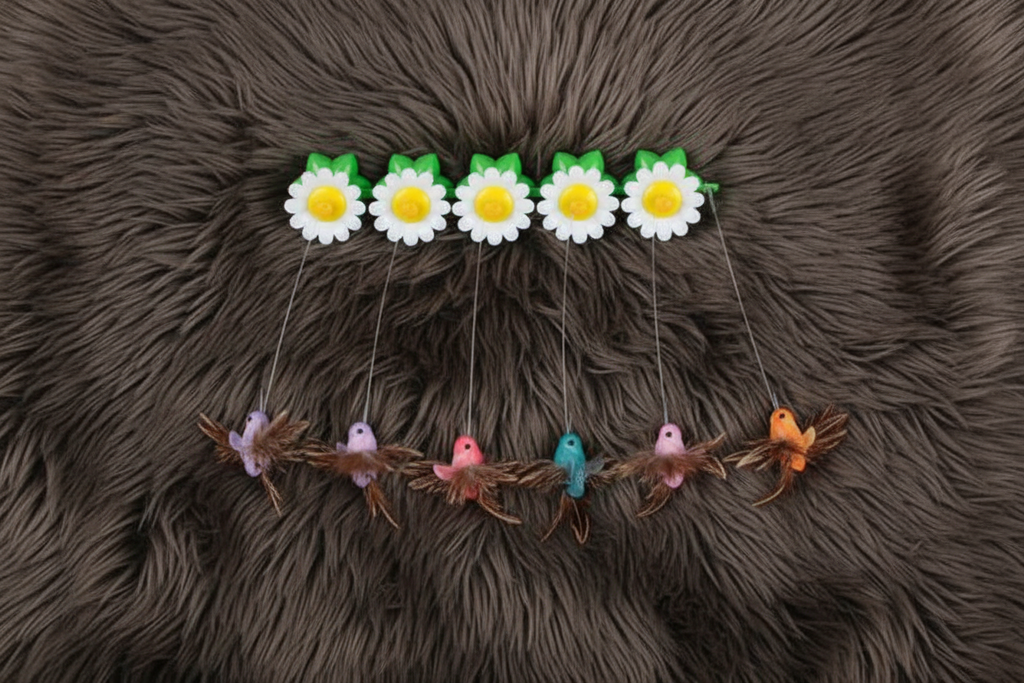 Rotating Cat Toy on Dark Fur - 6