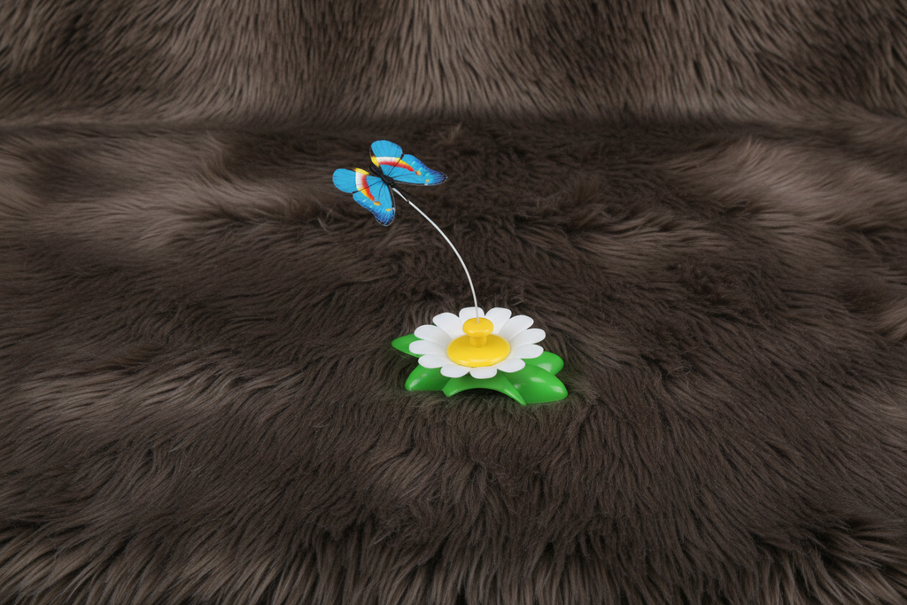 Rotating Cat Toy on Dark Fur - 7